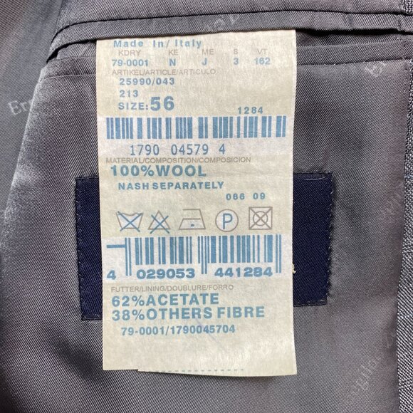 VINTAGE Ermenegildo Zegna Blazer Mens 56R Gray Plaid Sport Coat Notch Patch - Picture 12 of 16